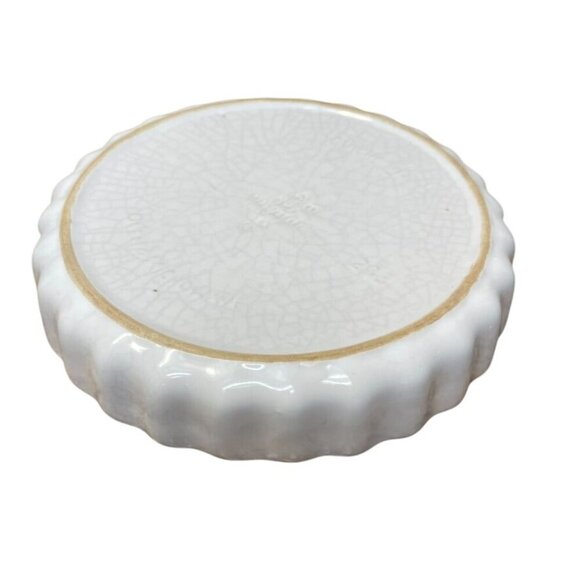 Pfaltzgraff White Ceramic Quiche Tart Baking Dish Scalloped Edge Crazing Pattern - Picture 4 of 5